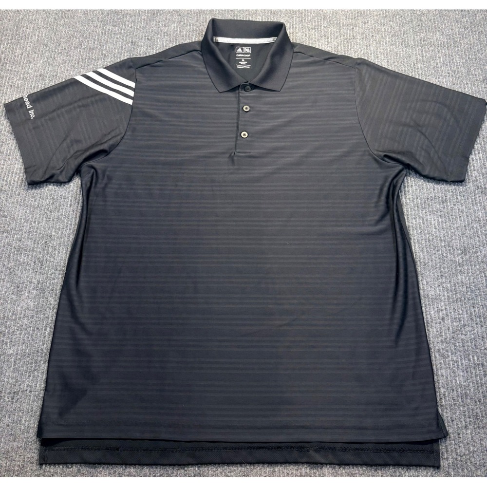 Adidas Climacool Golf Polo Shirt Mens XL Black Striped Short Sleeve Overhead Inc